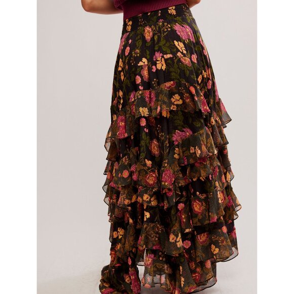 FREE PEOPLE Lolita Maxi Skirt / Wash Black Combo - Picture 3 of 9